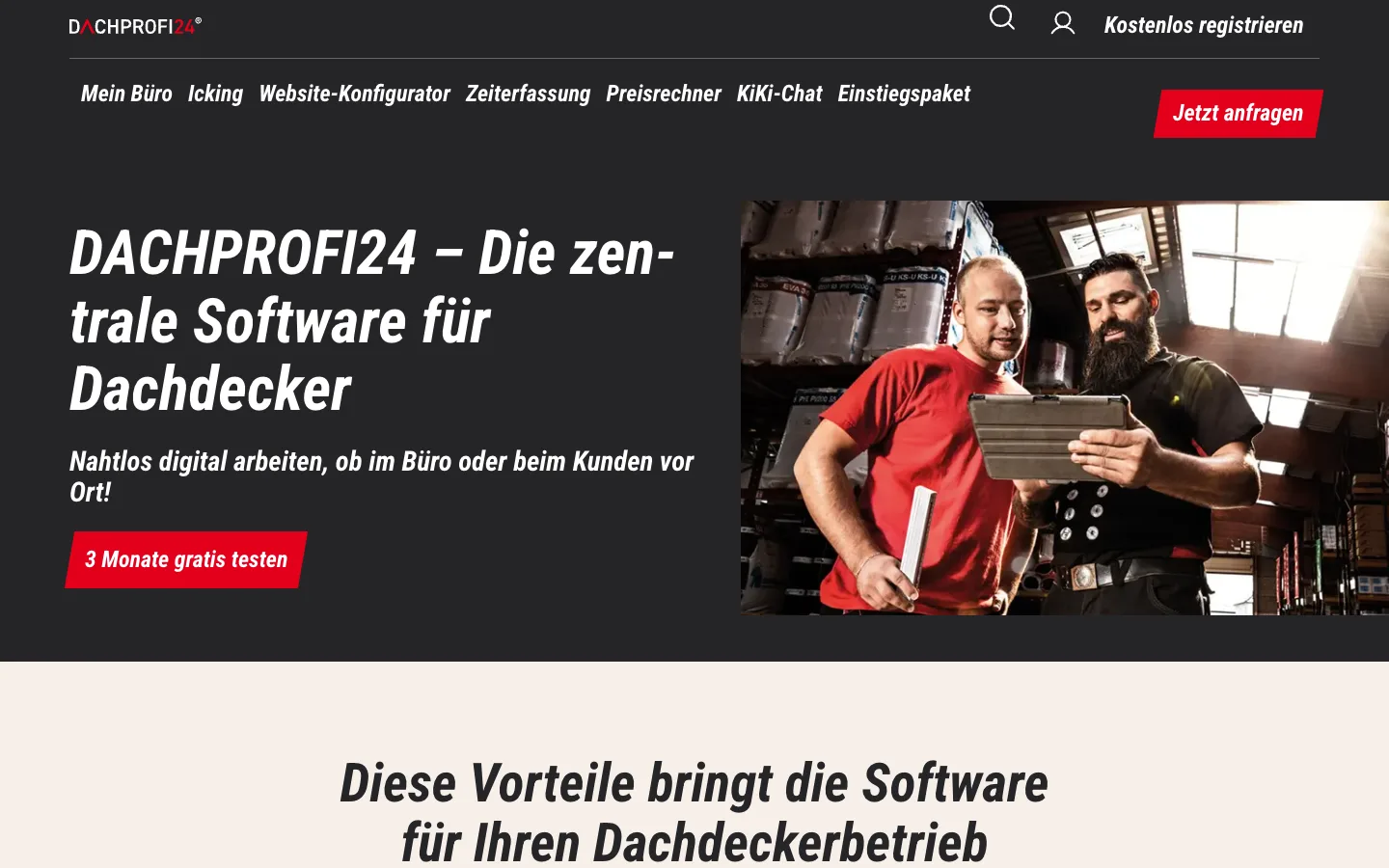Dachprofi24: Startseite der Website