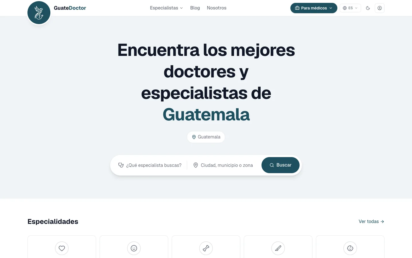 GuateDoctor: Startseite der Website