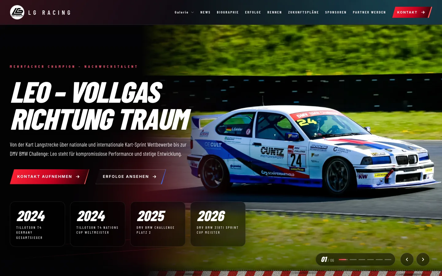LG Racing: Startseite der Website