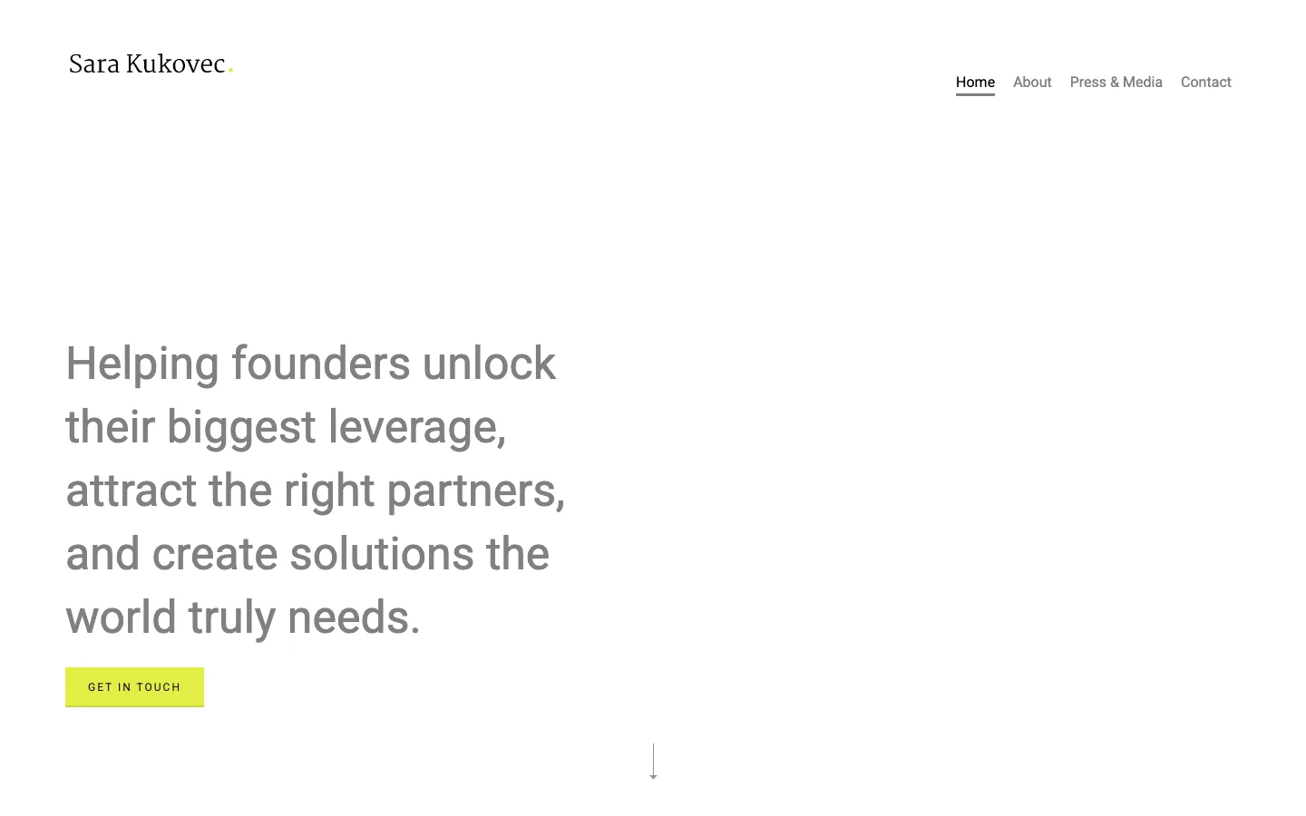 Sara Kukovec: Startseite der Website